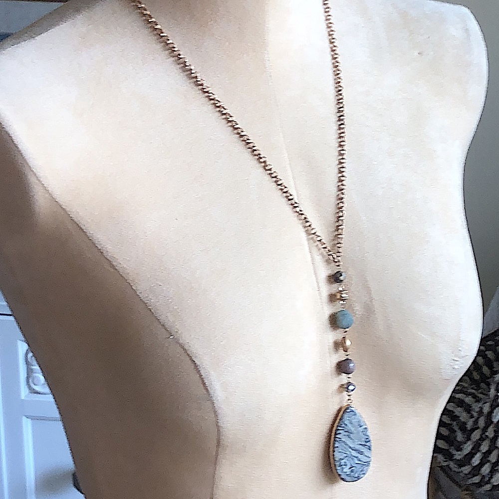 Bohemian Marble Stone Pendant Necklace